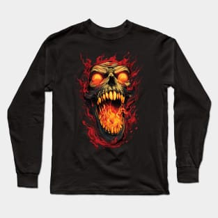 Skull Spitting Fire Long Sleeve T-Shirt